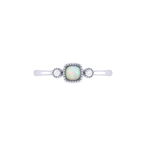 Shop Luvmyjewelry Cushion Cut Opal & Diamond Birthstone Ring In White Gold