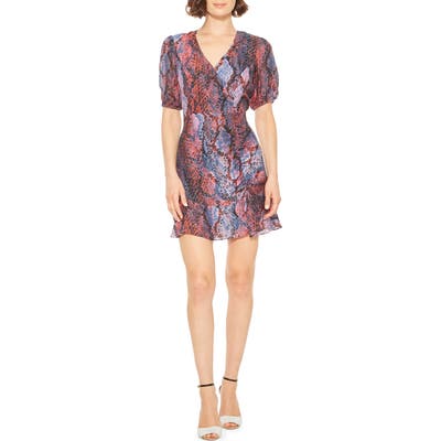 Parker Soliana Snake Print Minidress, Purple