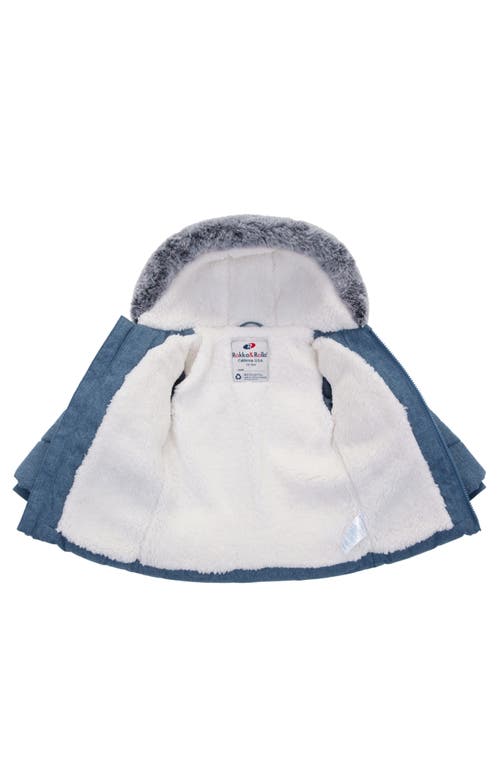 Rokka&rolla Baby Cozy Fleece Lined Warm Winter Coat With Hood In Warm Navy Textured