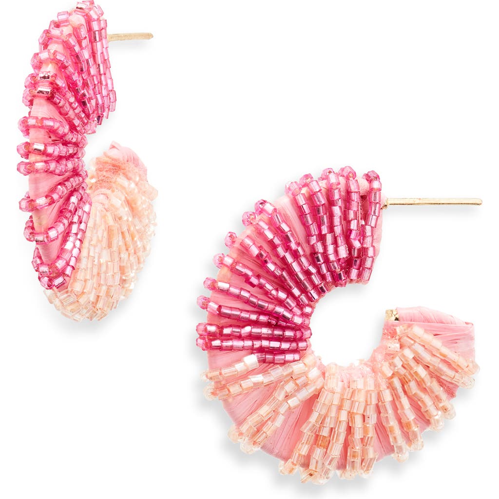 Stephan & Co. Ombré Beaded Hoop Earrings In Pink