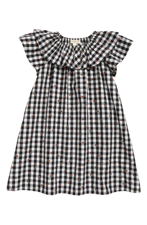 Tucker + Tate Kids' Print Ruffle Cotton Dress in Ivory- Black Gingham Berry