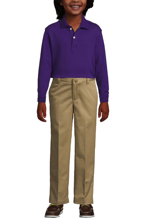 Shop Lands' End School Uniform Kids Long Sleeve Interlock Polo Shirt In Deep Purple