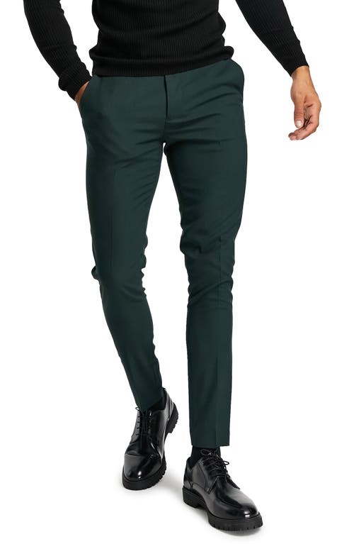 ASOS DESIGN Smart Skinny Trousers in Dark Green