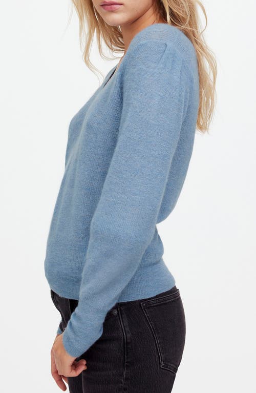 Madewell Deep V-neck Alpaca Blend Sweater In Heather Blue Jeans