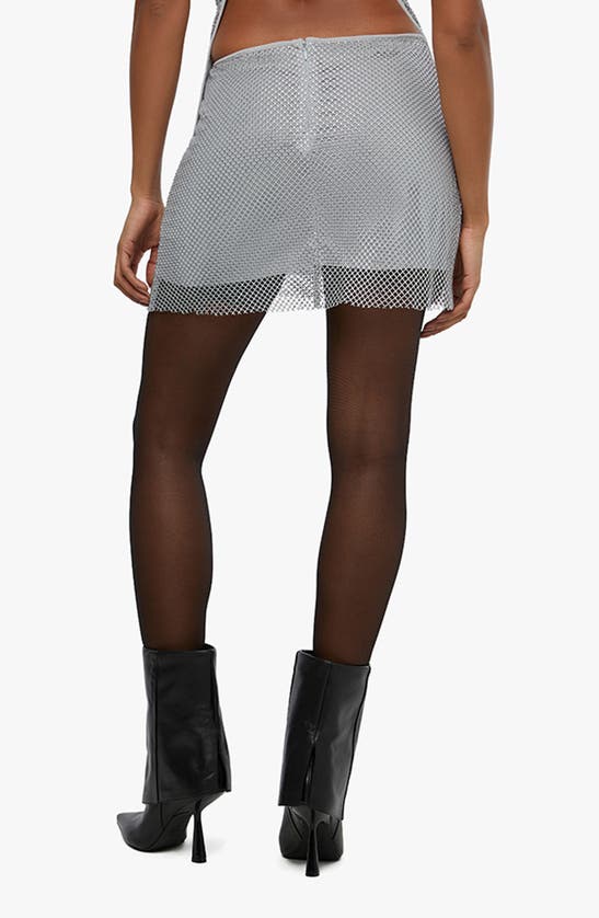 Shop Weworewhat Crystal Mesh Miniskirt In Silver