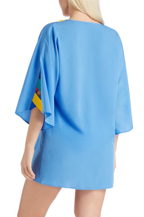 Shop Valimare Mallorca Cross Bandage Cover-up Tunic Dress In Blue