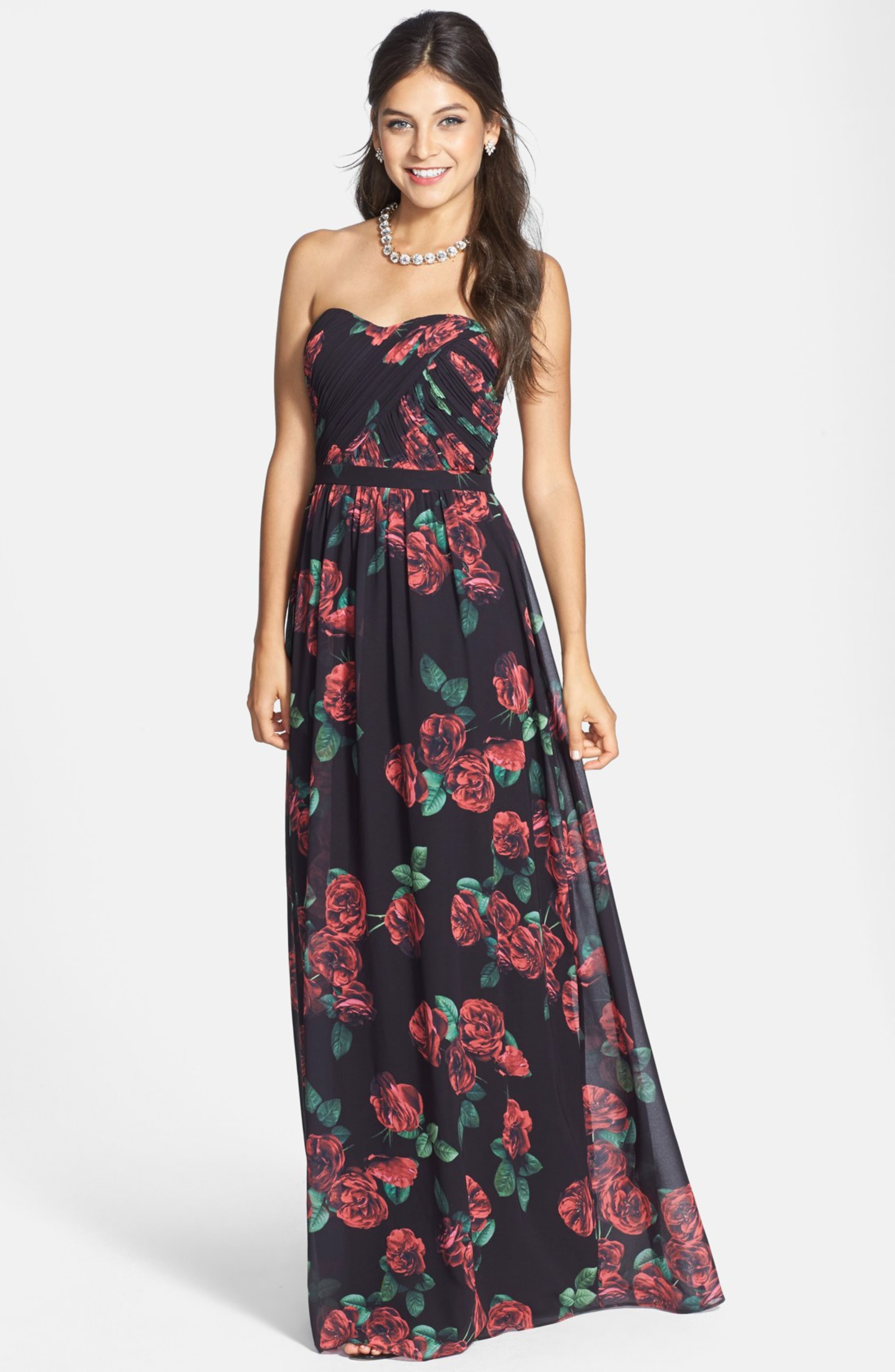 ERIN erin fetherston Rose Print Chiffon Gown | Nordstrom