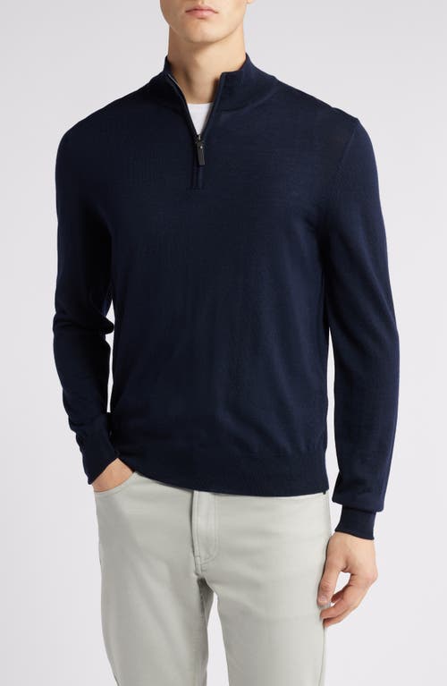 Shop Canali Quarter Zip Wool Sweater In Navy