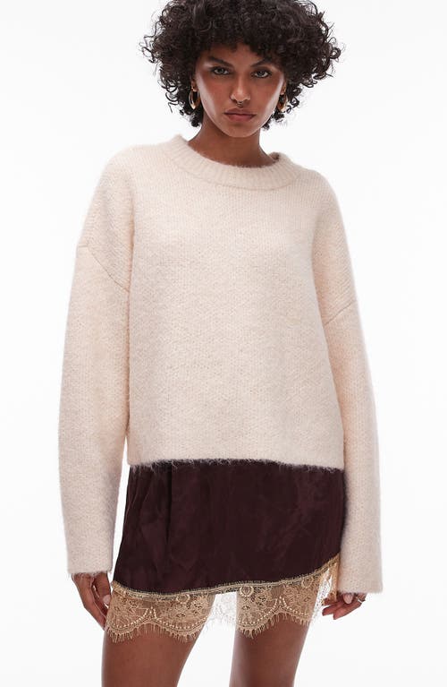 Shop Topshop Fluffy Crewneck Sweater In Ivory