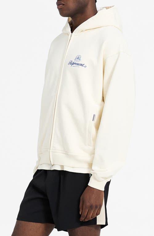 Shop Represent Permanent Vacation Oversize Zip Hoodie In Antique White