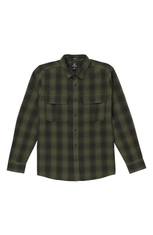 Volcom Shadowstone Classic Fit Flannel Button-Up Shirt in Wintermoss 