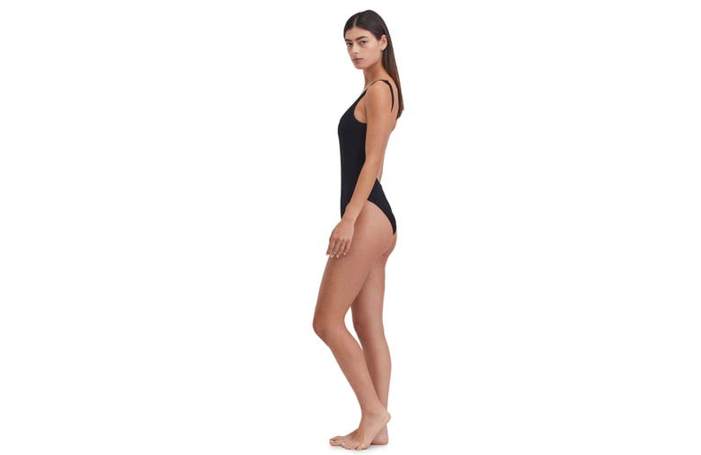 Shop Au Naturel By Gottex Solid Textured Scoop Neck One Piece Swimsuit With Low U Back In Black