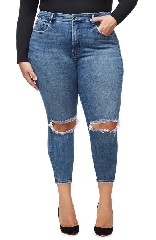 Shop Good American Good Legs High Waist Crop Skinny Jeans In Blue261