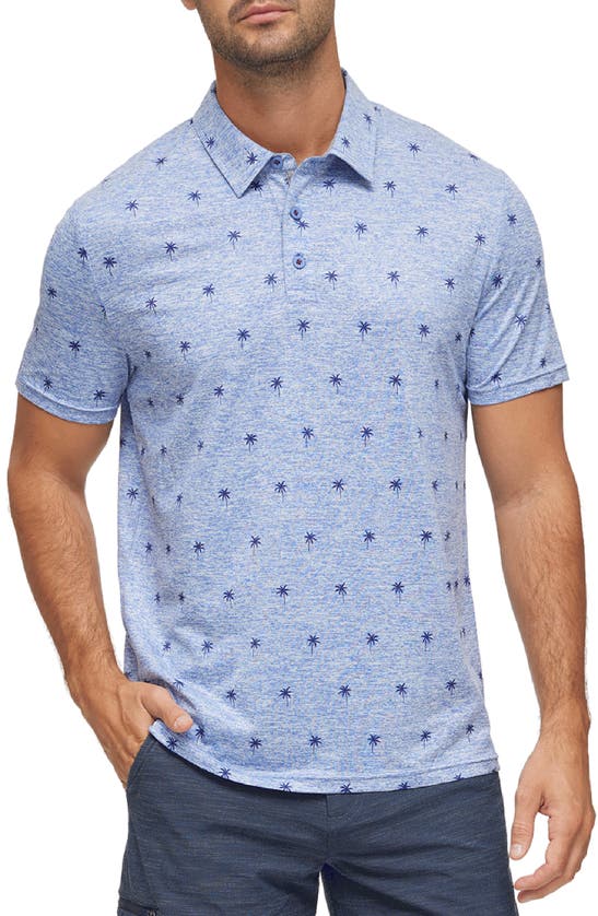 Flag And Anthem Tropical Palm Tree Performance Polo In Blue Heather