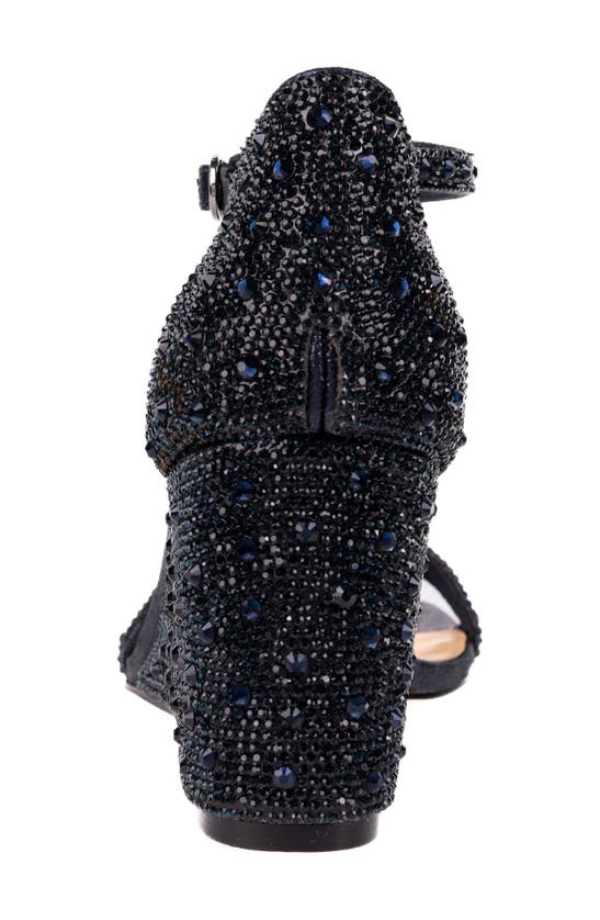 Shop Lady Couture Kloe Crystal Embellished Wedge Sandal In Navy