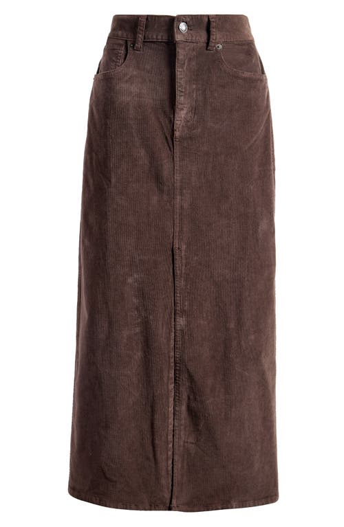 Shop Madewell Corduroy Midi Skirt In Dark Carob