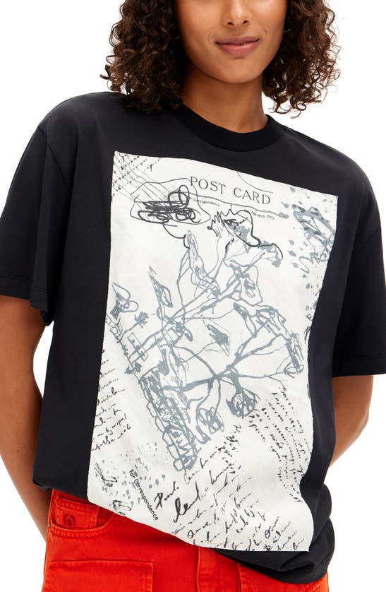 Shop Desigual Post Card Graphic T-shirt In Black