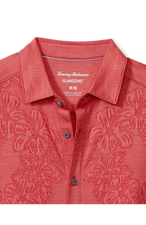 Shop Tommy Bahama Palm Coast Cascade Vines Islandzone® Performance Short Sleeve Knit Button-up Shirt In Dark Havana