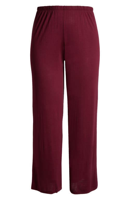 24seven Comfort Apparel Elastic Waist Stretch Flare Pants In Wine