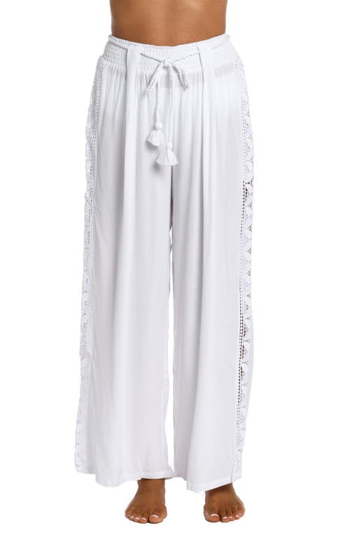 Coastal Crochet Wide Leg Cover-Up Pants in White