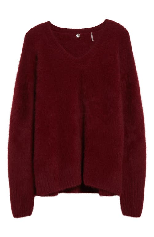 Shop Margaret O'leary Fox Hair, Wool & Silk V-neck Sweater In Chianti