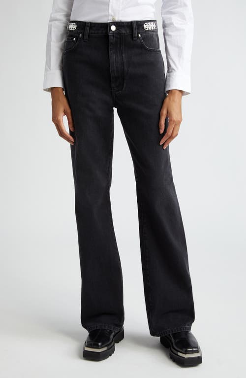 Rabanne Signature Discs High Waist Wide Leg Jeans Black at Nordstrom,