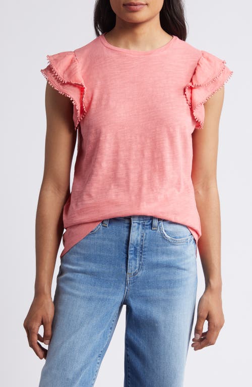 Caslonr Caslon(r) Ruffle Sleeve T-shirt In Pink