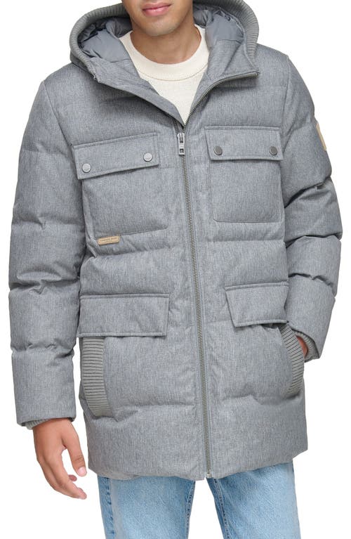 Amsteg Water Resistant Quilted Down Parka in Grey Melange