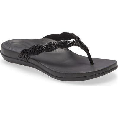 Aetrex Brandy Beaded Flip Flop, Black