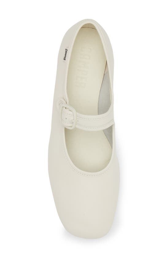 Camper Casi Myra Leather Ballerina Shoes In White Natural