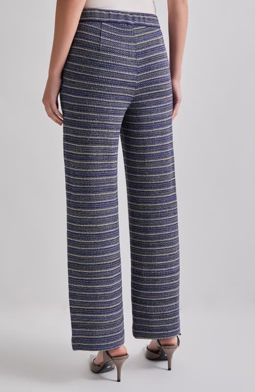 Shop Misook Tweed Straight Leg Pants In Starry Night Blue