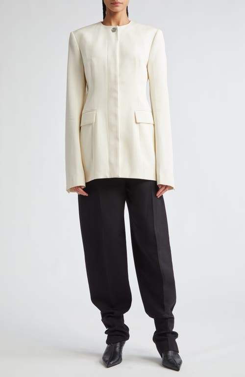 Totême Off-white Collarless Cinched Jacket In Ecru