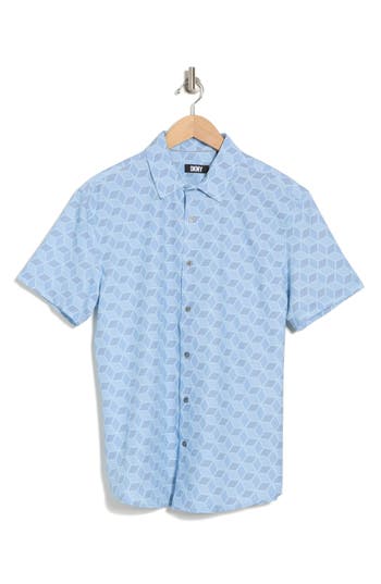 Shop Dkny Sportswear Dkny Simon Short Sleeve Button-up Shirt In Skyfall