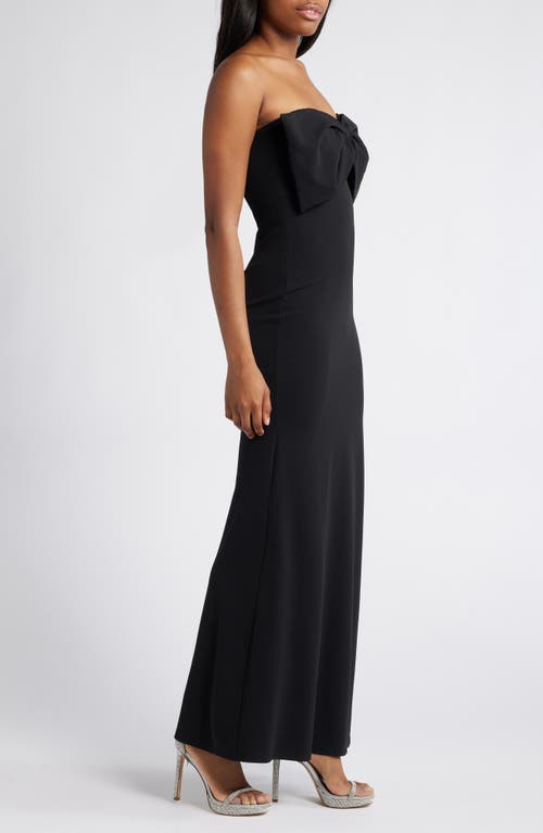 Shop Lulus Coveted Glamour Bow Strapless Sheath Gown In Black