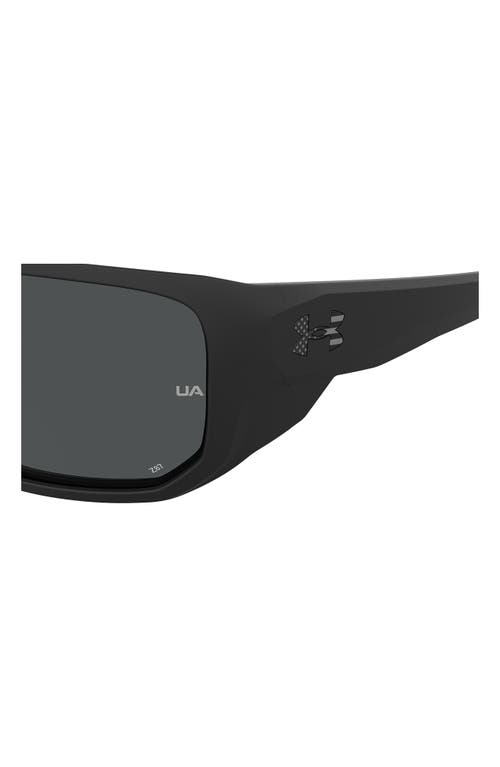 Shop Under Armour Attack 2 63mm Wrap Sunglasses In Matte Black/grey Oleophobic