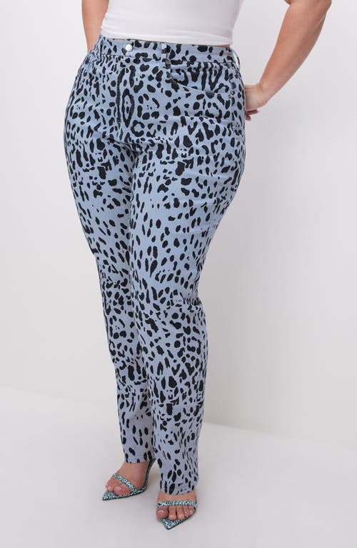 Shop Good American Good Icon High Waist Straight Leg Jeans In Mineral Glass Leopad001