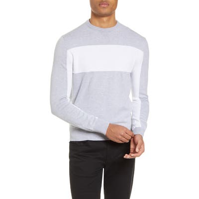 Christopher Bates Contrast Stitch Cotton Crewneck Sweater, Grey