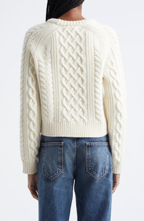 Shop Nili Lotan Coras Cable Crewneck Wool Sweater In Ivory