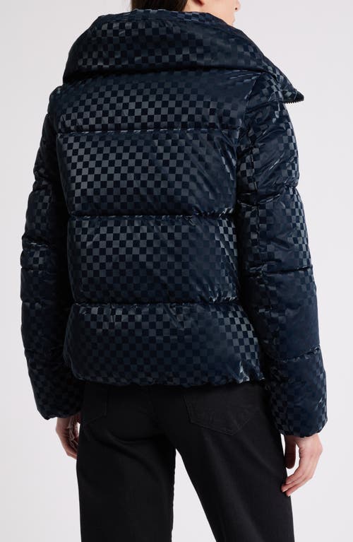 Shop Save The Duck Alas Water Repellent Check Puffer Coat In Blue Black