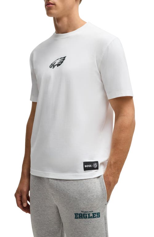 Shop Hugo Boss Boss X Nfl Stretch Cotton Graphic T-shirt In Philadelphia Eagles - White