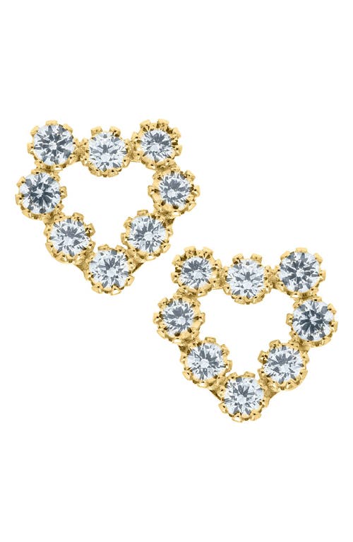 Mignonette 14k Gold & Cubic Zirconia Heart Earrings at Nordstrom