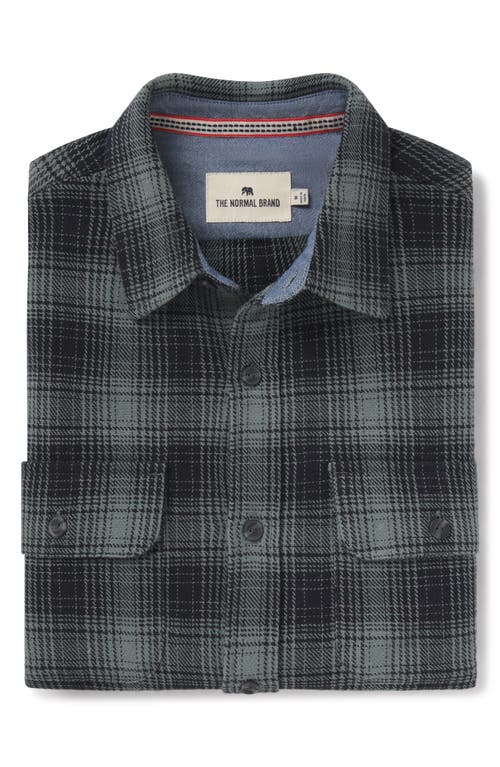The Normal Brand Mountain Regular Fit Flannel Button-up Shirt In Eucalyptus Plaid