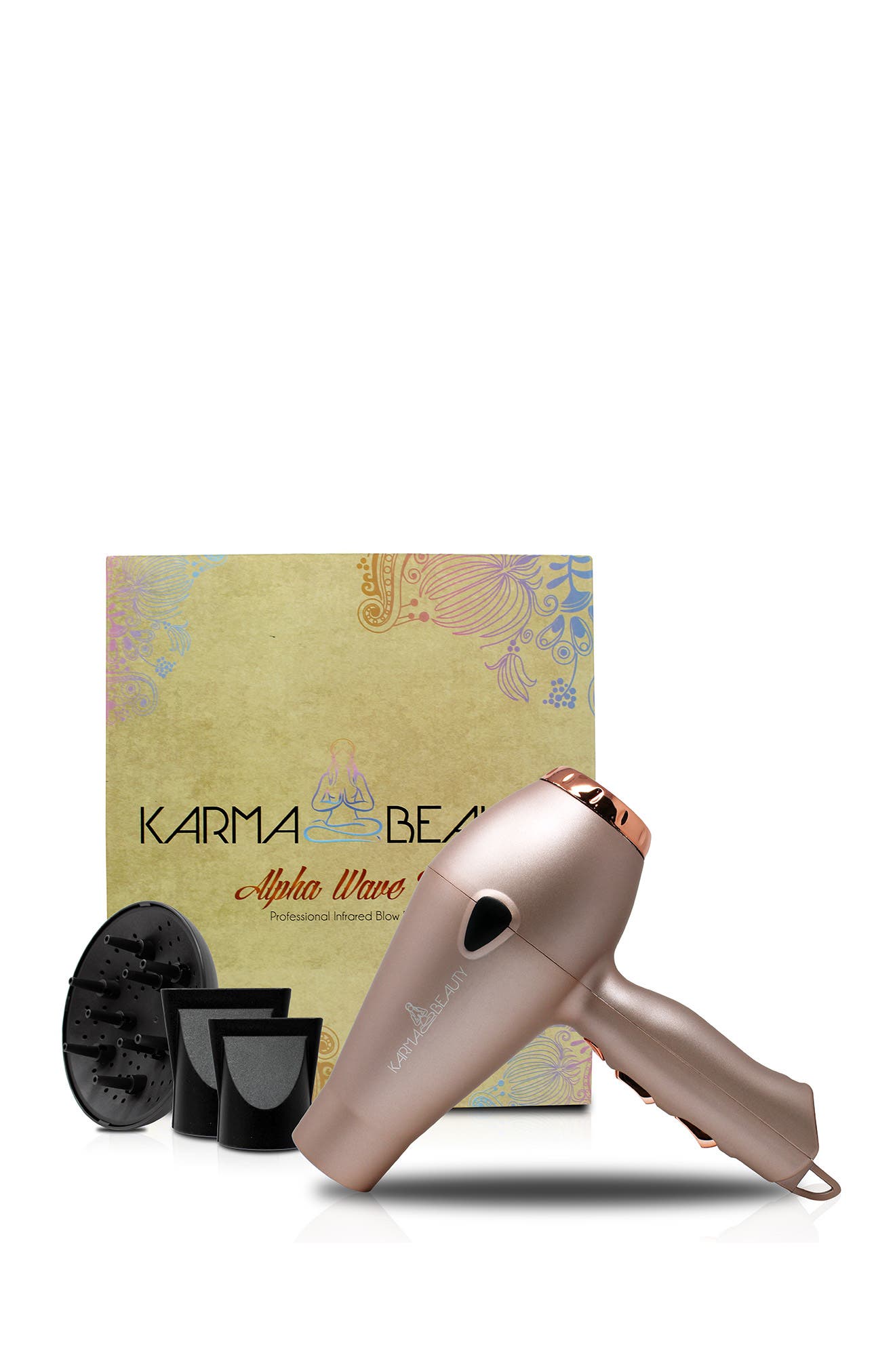 Karma Beauty Alpha Wave Pro Rose Gold Blow Dryer With Concentration Nozzles & Diffuser 4- Piece Set In No Color A