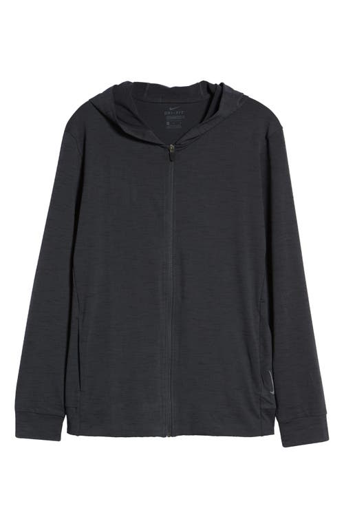 Nike Yoga Dri-fit Zip-up Hoodie In Off Noir/black/gray