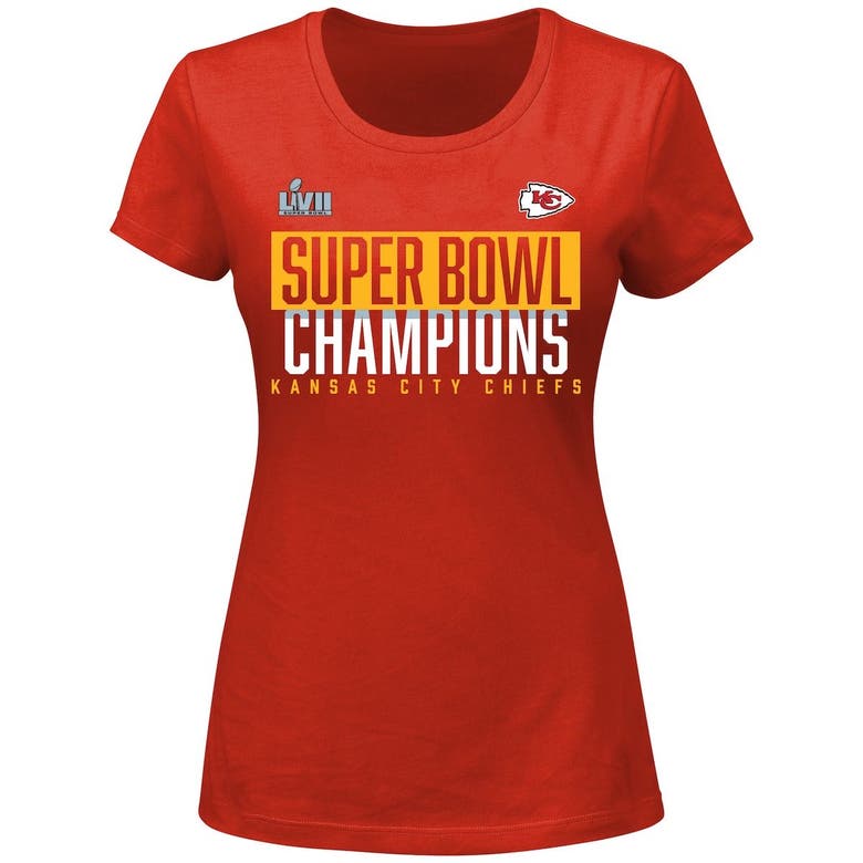 FANATICS FANATICS BRANDED RED KANSAS CITY CHIEFS SUPER BOWL LVII CHAMPIONS PLUS SIZE FOAM FINGER T-SHIRT