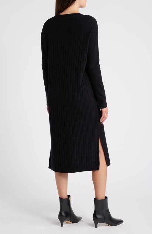 Shop Caslonr Caslon(r) Long Sleeve Rib Sweater Dress In Black