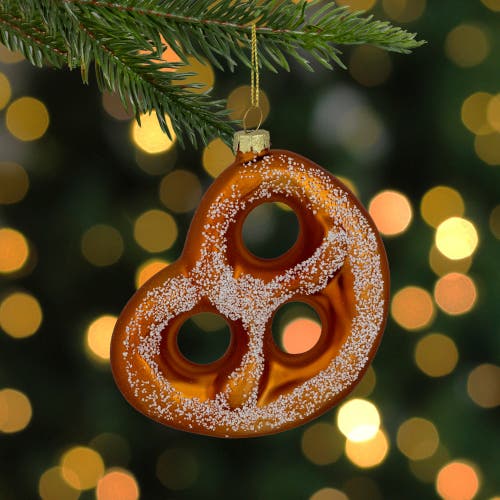 Northlight 4.5" Salted Soft Pretzel Glass Christmas Ornament In Bronze