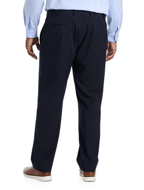 Shop Oak Hill Premium By Dxl Waist-relaxer Small Plaid Dress Pants In Navy