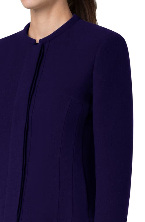 Akris West Double Face Wool Crepe Short Jacket In Dark Purple