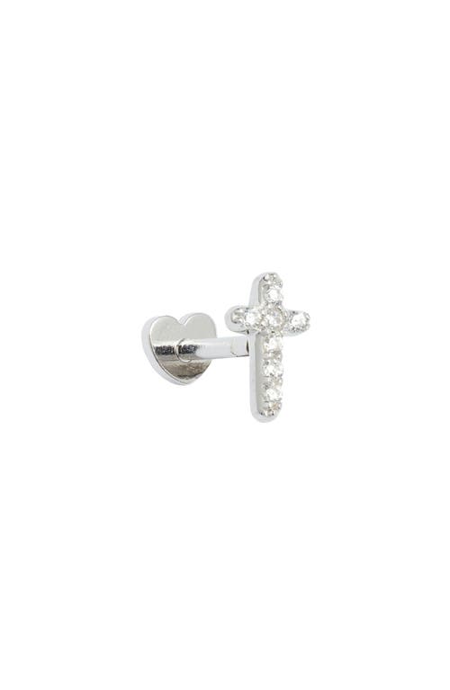 Argento Vivo Sterling Silver Cubic Zirconia Cross Flat Back Stud Earring at Nordstrom